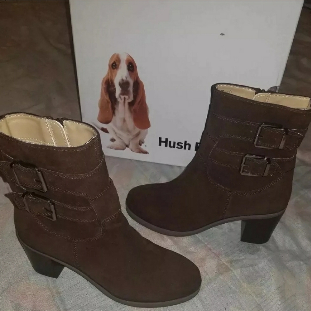NEW! Women hush puppies dark Brown Saige II boots